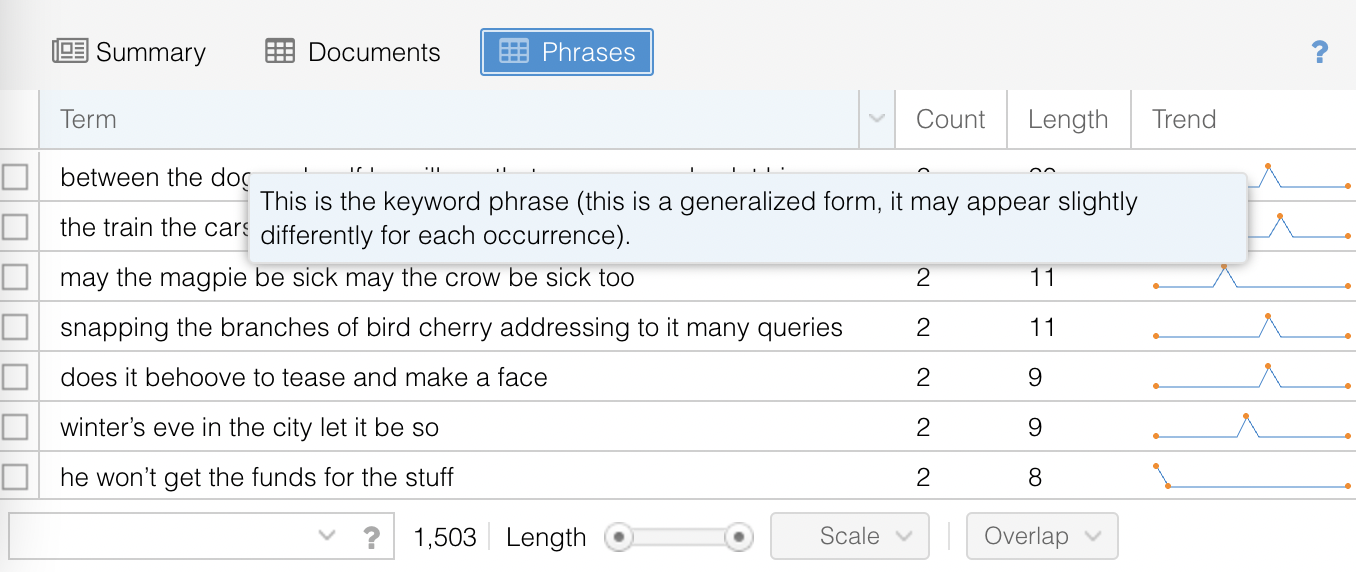 Screenshot of a Grid-based tool with pop-up description of column values.